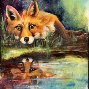 The Quiet Truth – Fox Reflection Art Print on Canvas & Paper