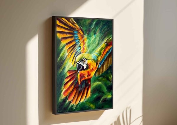Born to Soar – Original Parrot Painting in Oil and Acrylic - Image 4