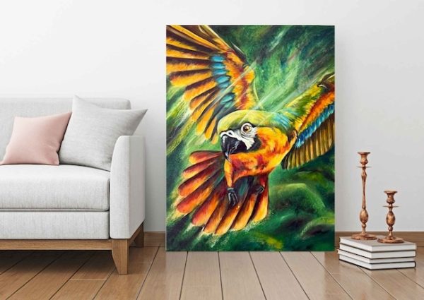 Born to Soar – Original Parrot Painting in Oil and Acrylic - Image 2